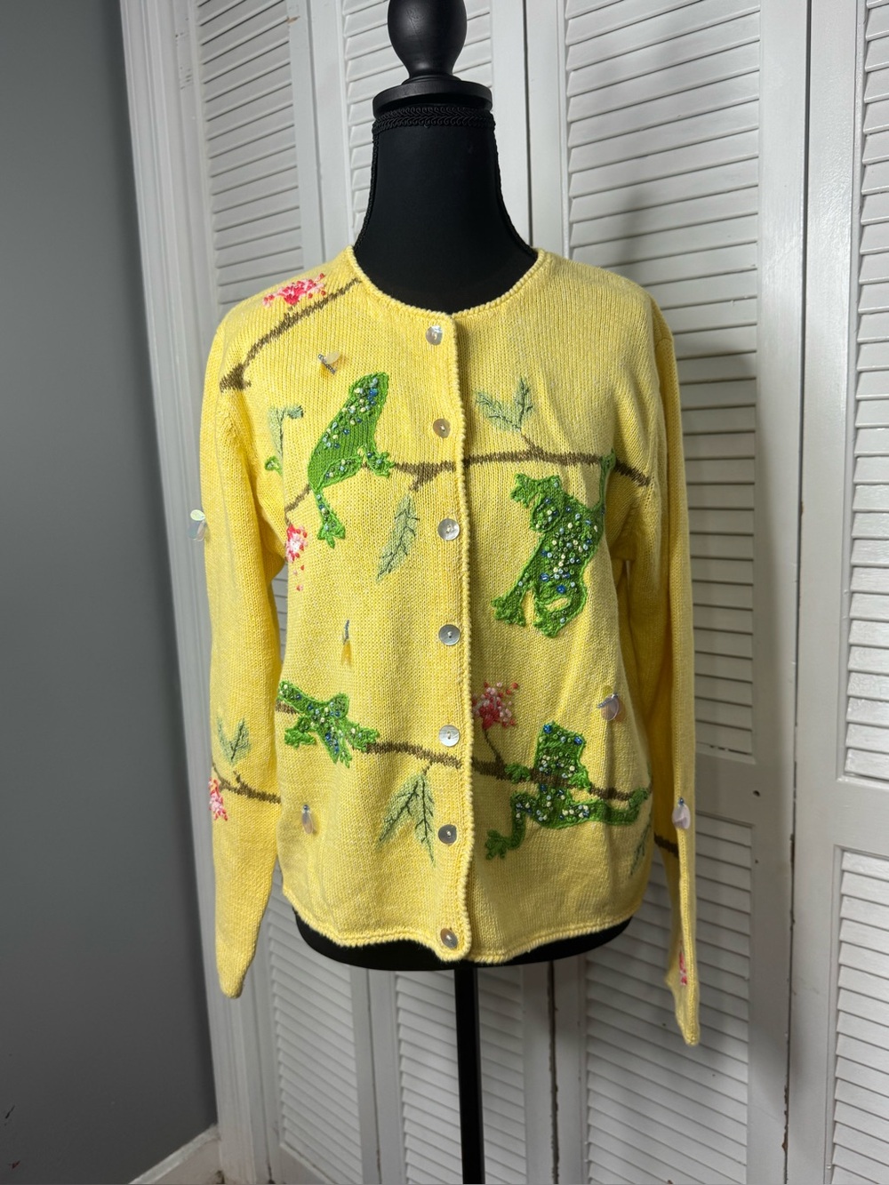 Susan Bristol Women Yellow Sweater Cardigan Cottagecore Teachercore Y2K Medium